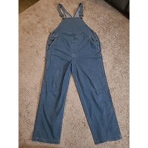 In Due Time Denim Bib Overall Womens Maternity Large Stretch Blue Carpenter